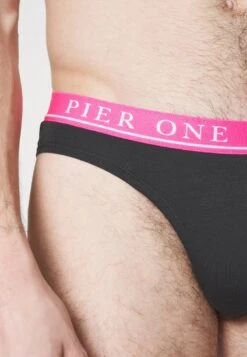Pier One BRANDED WAISTBAND BRIEFS 3 PACK - Slip - Black -ModePier 5e810e5c70554e669daddd4114c5752f