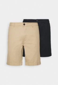 Pier One 2 PACK - Shorts - Tan/black -ModePier 6d9aaab23c01455689a1f97d308c1dcf