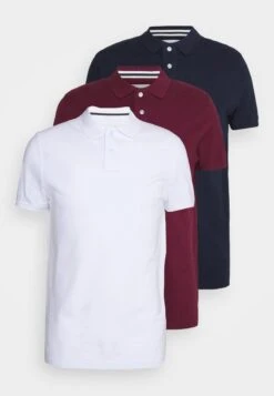 Pier One 3 PACK - Poloshirt - Bordeaux/white/dark Blue -ModePier 919efcdef1fb44a8aad58897d4dff9e4