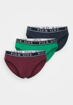 Pier One BRANDED WAISTBAND BRIEFS 3 PACK - Slip - Dark Blue /green/bordeaux -ModePier e4133ac12af345d2ba6dfa134f8b50cd