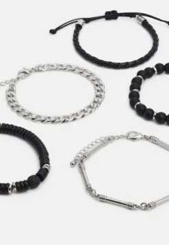 Pier One 5 PACK - Armband - Silver-coloured, Black -ModePier e7fdb58dc0d346889d43460456586028