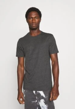 Pier One 3 PACK - T-Shirt Basic - Black/mottled Dark Grey/bordeaux -ModePier fbb1fa11fda54722bafd9df33f46d342